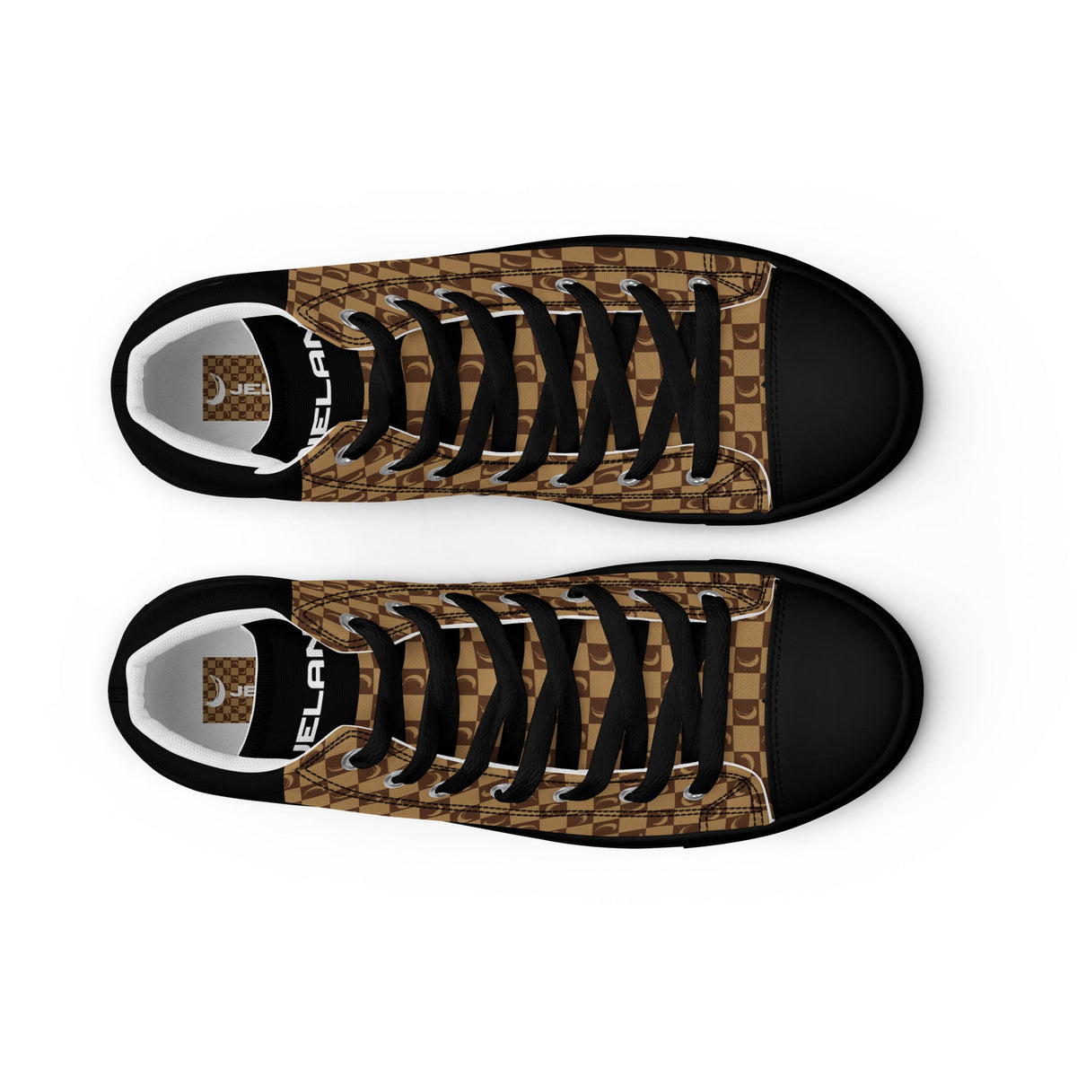 J-MOON Signature Chess Women’s High Top Canvas - Chocolate Butter JELANI