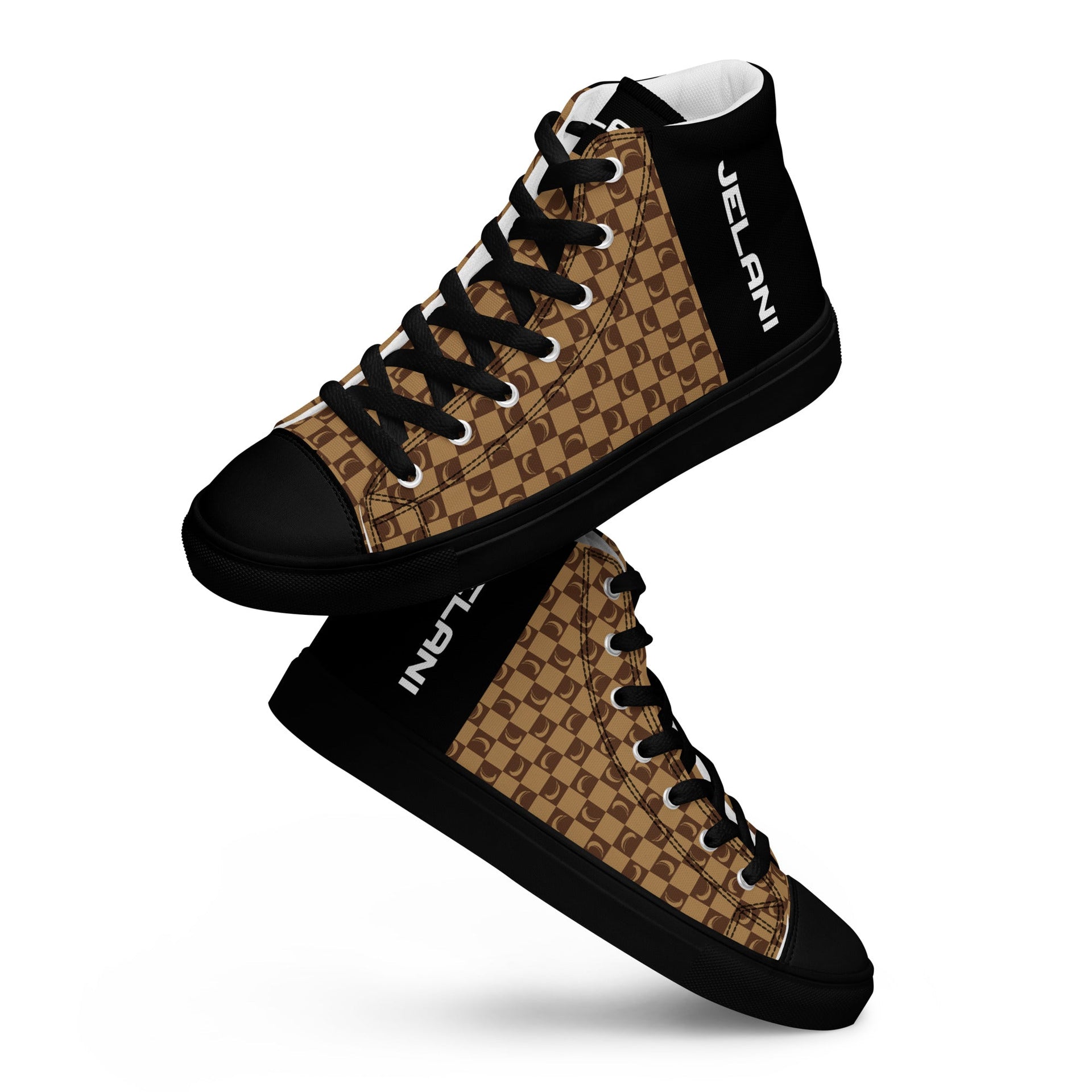 J-MOON Signature Chess Women’s High Top Canvas - Chocolate Butter JELANI