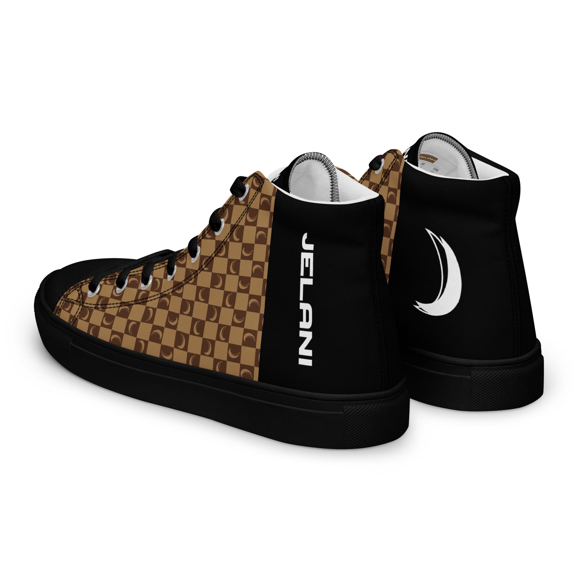 J-MOON Signature Chess Women’s High Top Canvas - Chocolate Butter JELANI