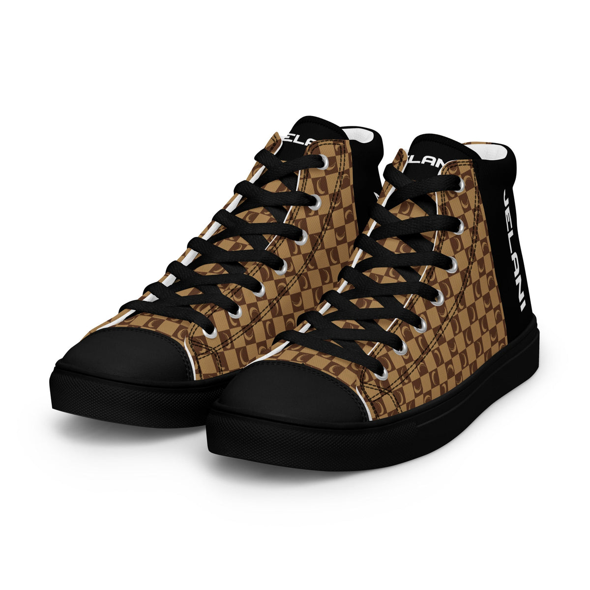 J-MOON Signature Chess Women’s High Top Canvas - Chocolate Butter JELANI