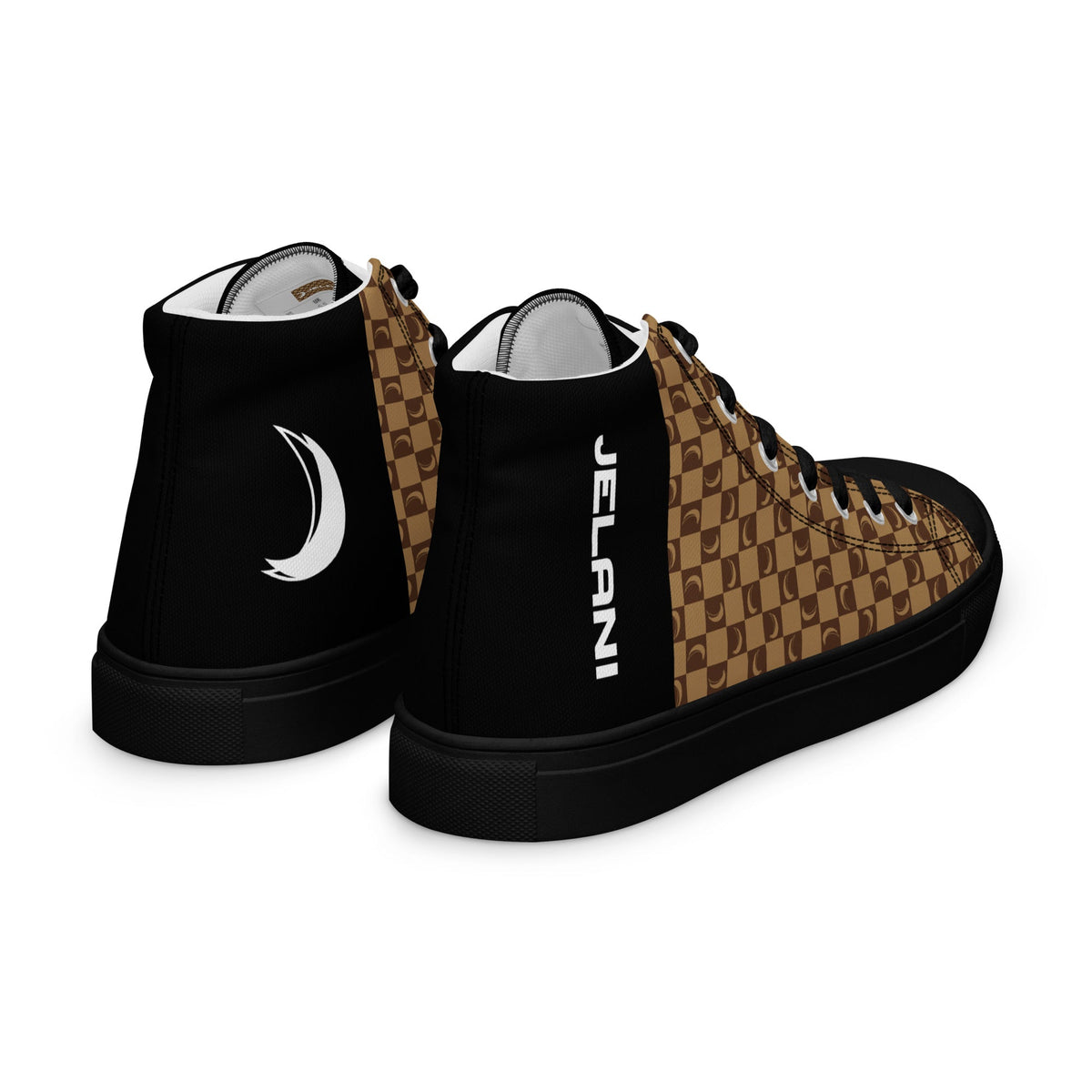 J-MOON Signature Chess Women’s High Top Canvas - Chocolate Butter JELANI