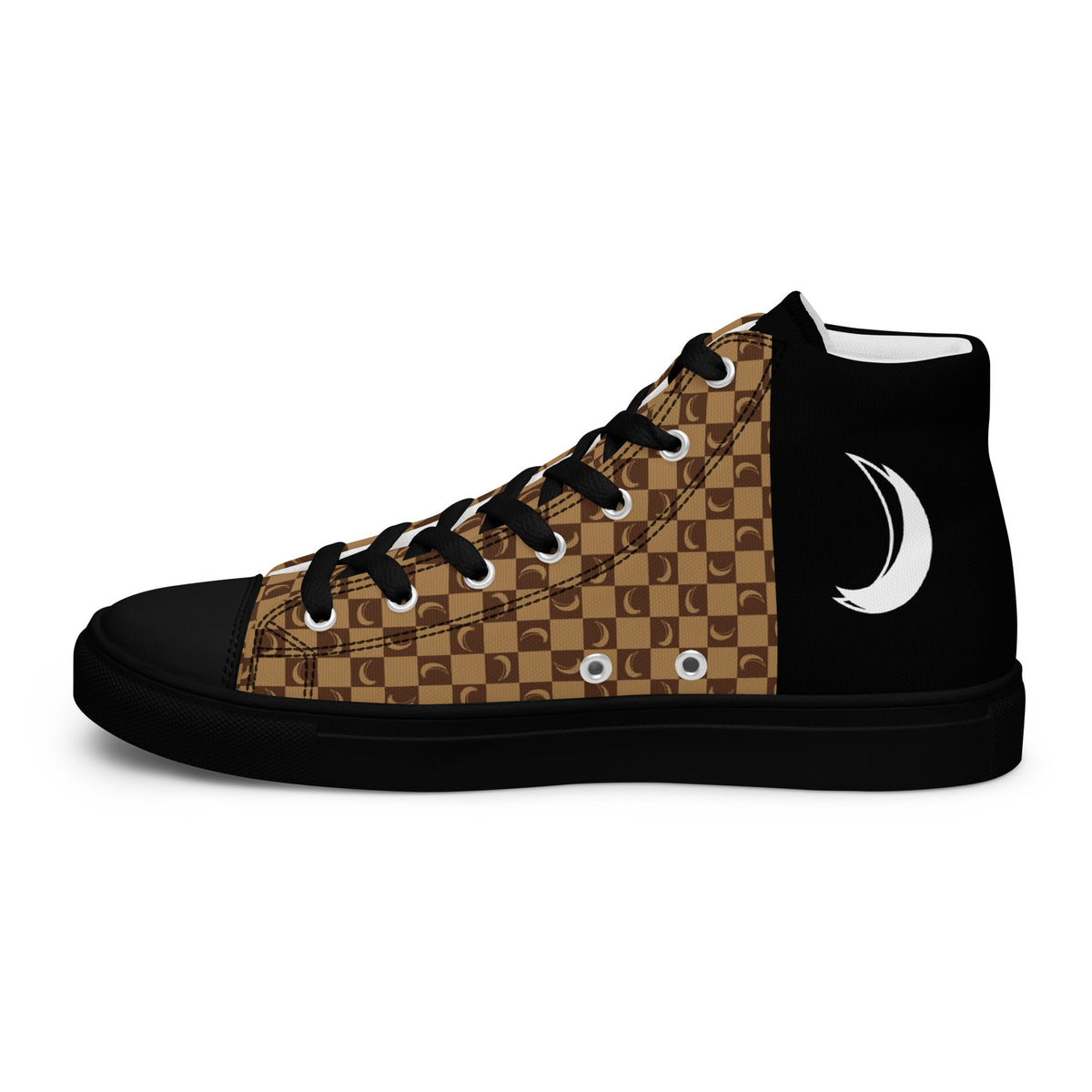J-MOON Signature Chess Women’s High Top Canvas - Chocolate Butter JELANI
