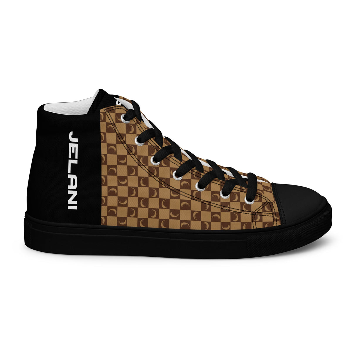 J-MOON Signature Chess Women’s High Top Canvas - Chocolate Butter JELANI