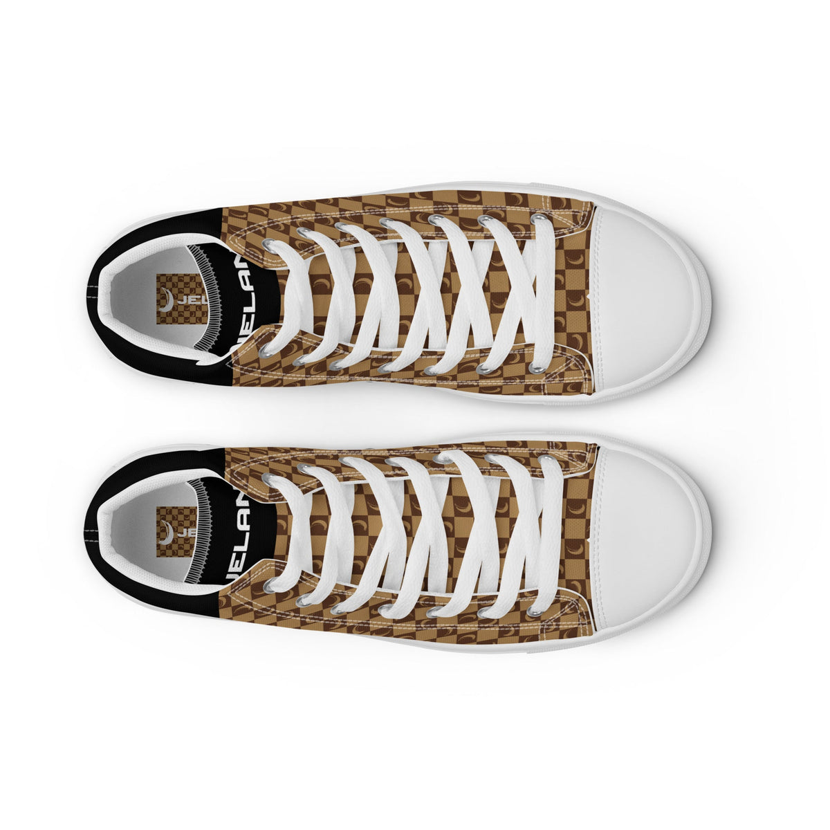 J-MOON Signature Chess Women’s High Top Canvas - Chocolate Butter JELANI