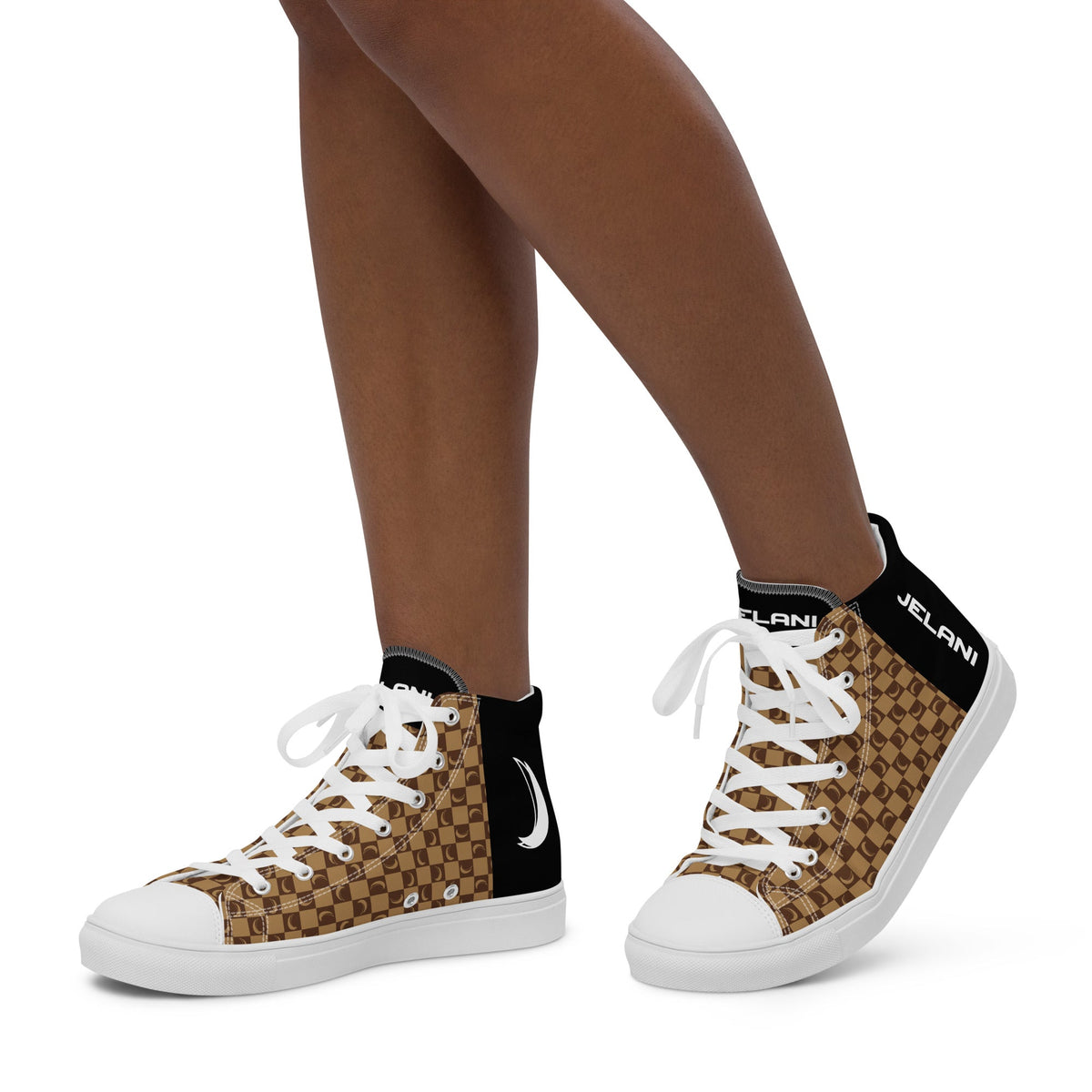 J-MOON Signature Chess Women’s High Top Canvas - Chocolate Butter JELANI