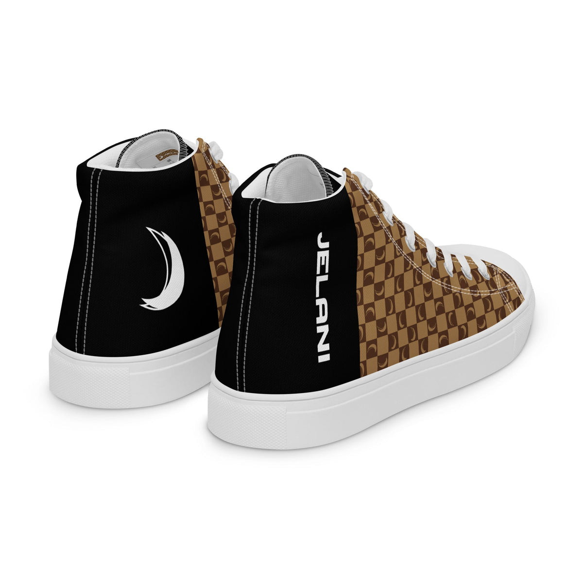 J-MOON Signature Chess Women’s High Top Canvas - Chocolate Butter JELANI