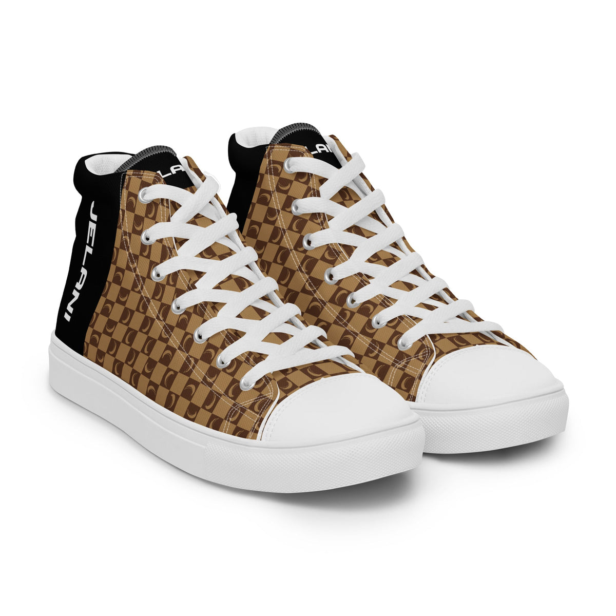 J-MOON Signature Chess Women’s High Top Canvas - Chocolate Butter JELANI