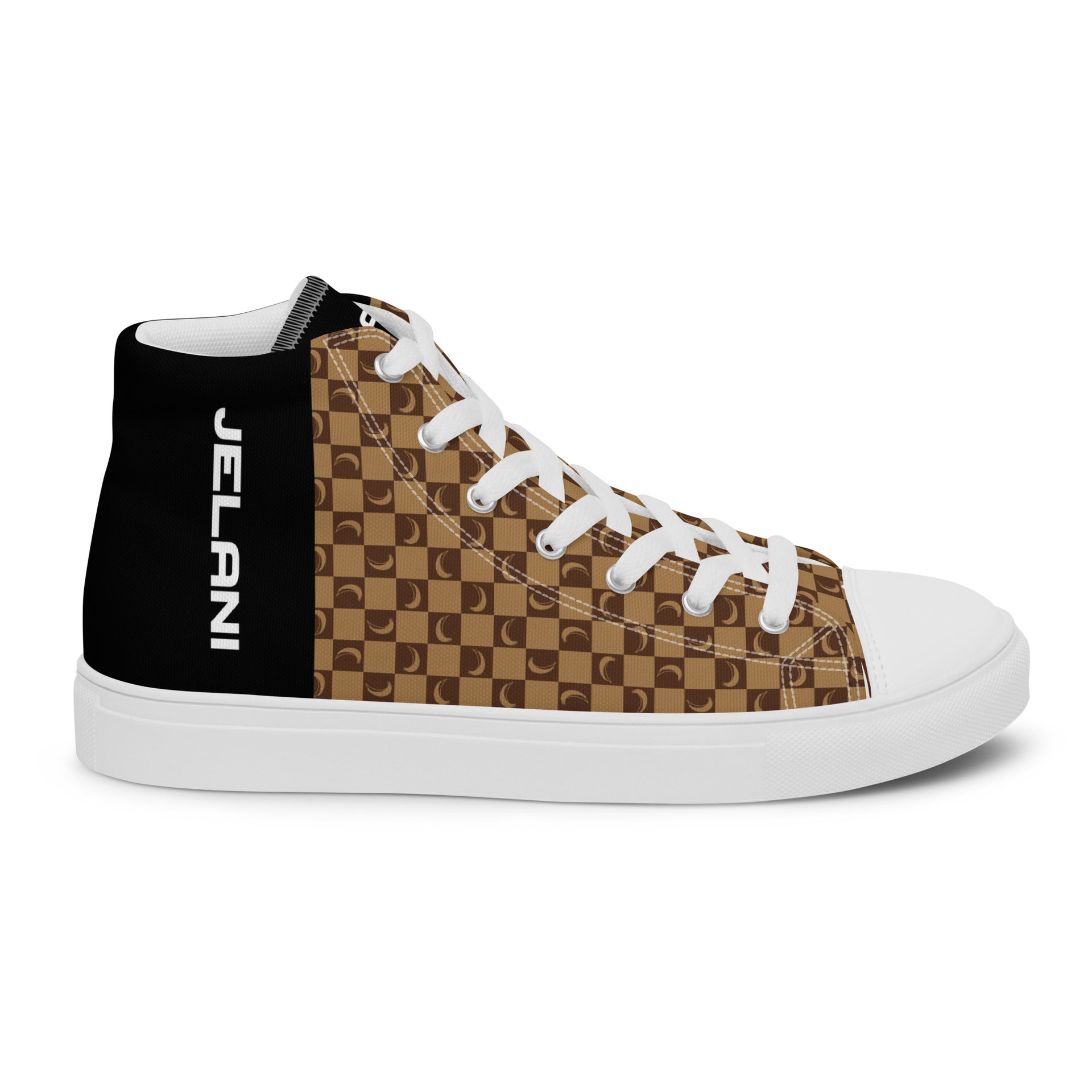 J-MOON Signature Chess Women’s High Top Canvas - Chocolate Butter JELANI